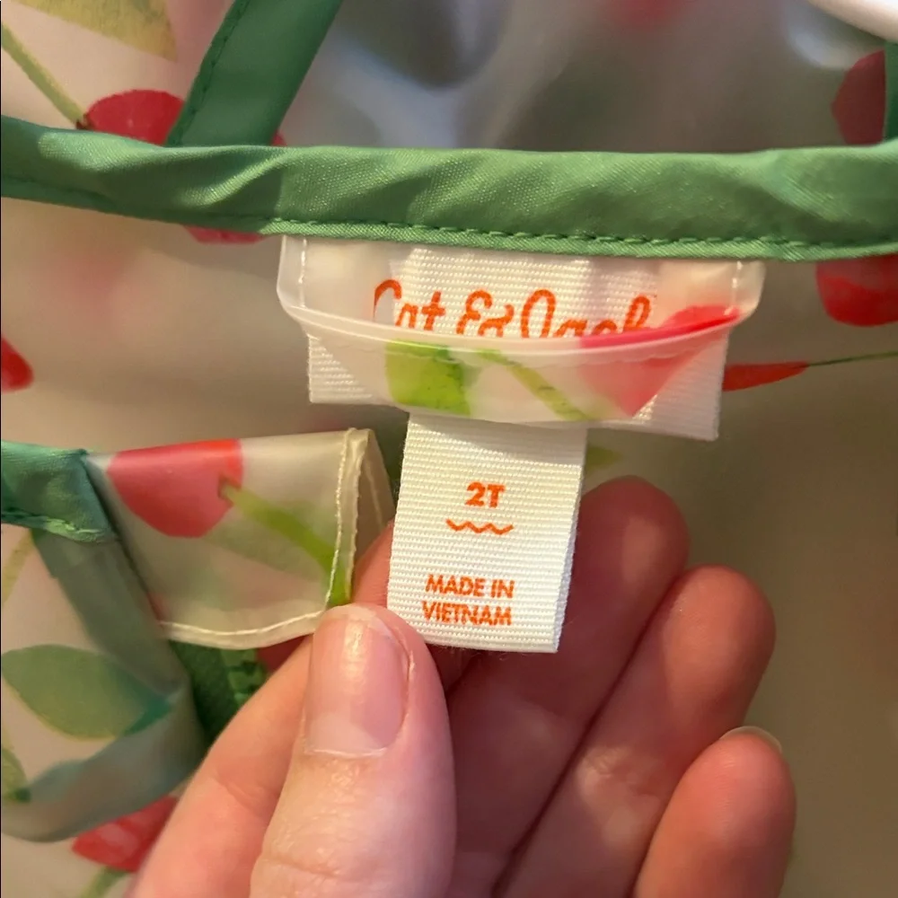 Cat & Jack Cherry Print Raincoat with Green Accents - Picture 3 of 6